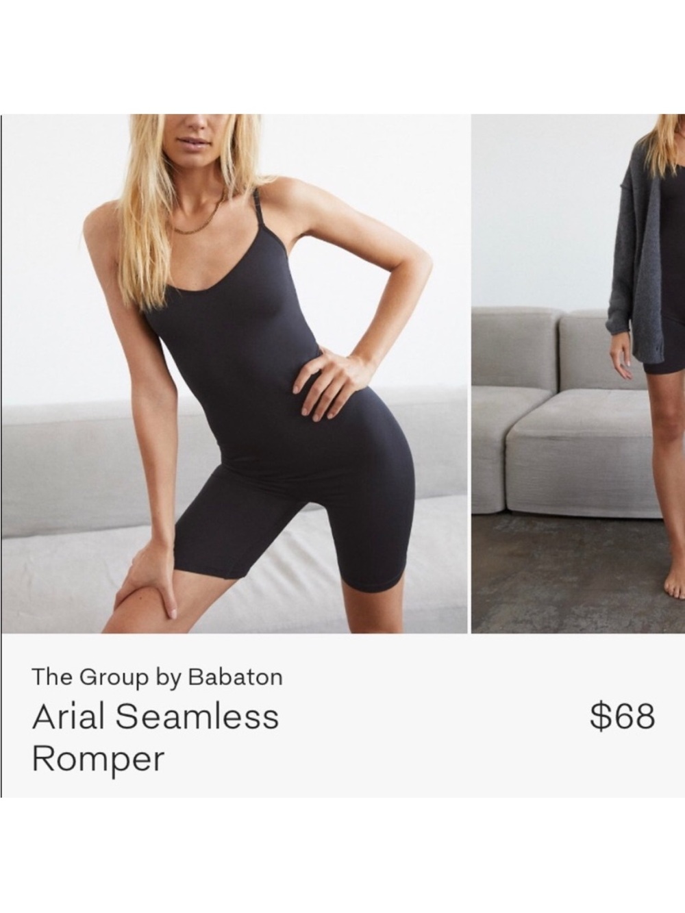 Aritzia Babaton Arial Seamless Romper Black, size S - Picture 2 of 12